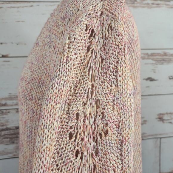 Theory UDA Rainbow Tape Sweater V Neck Open Knit Pink Size Medium - Picture 6 of 8